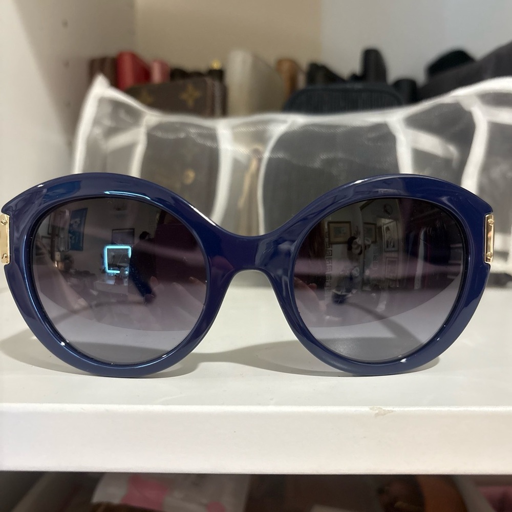 VERSACE Gianni Versace Blue Plastic Oversized Sunglasses - Picture 16 of 16